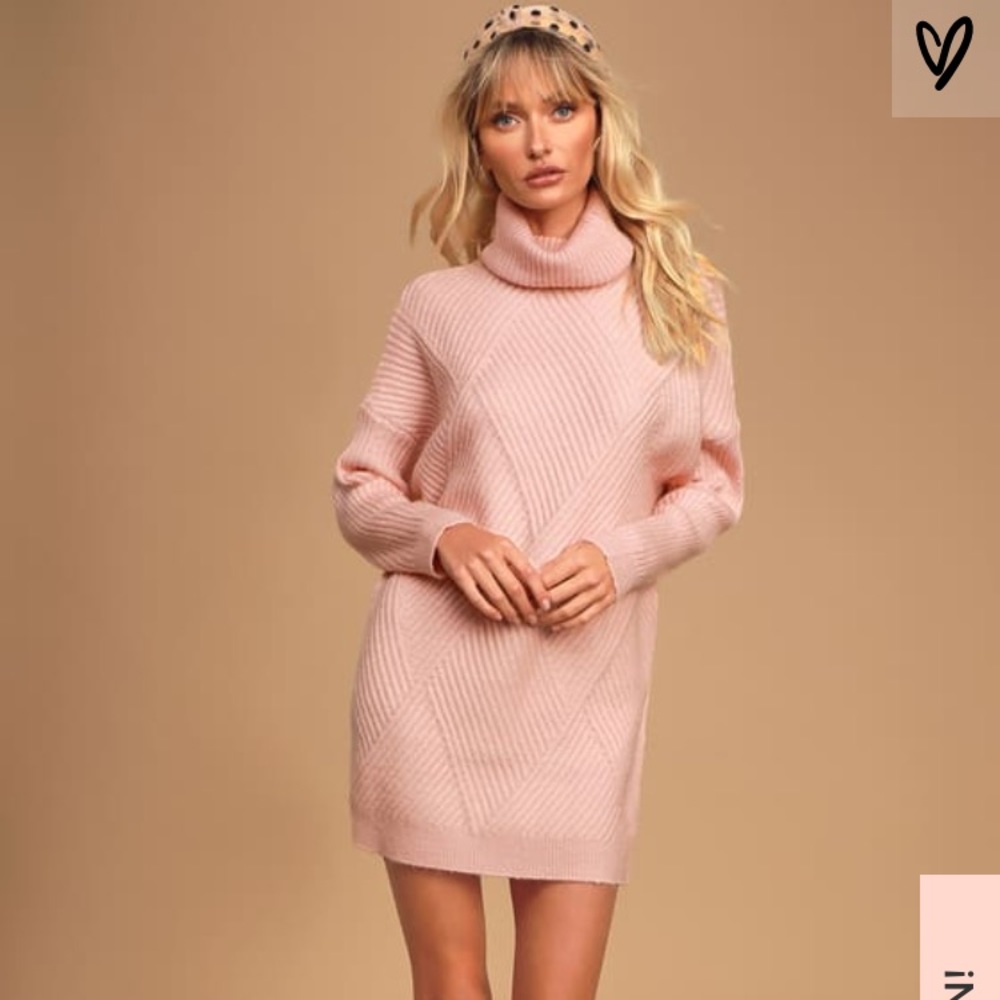 SOLD Lulu’s light pink ribbed sweater dress